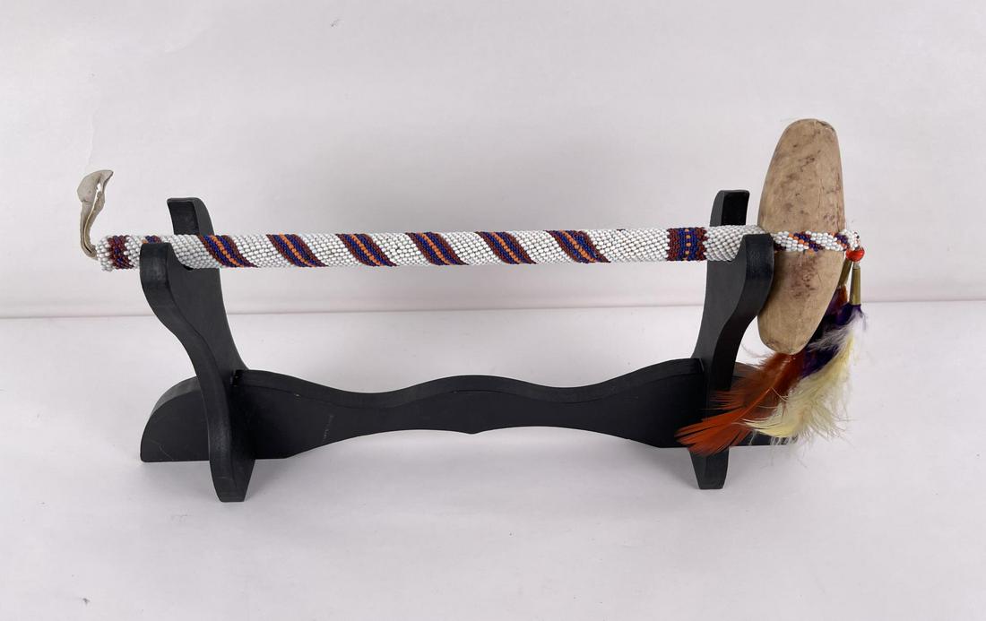 Plains Indian Beaded War Club: 21" long. Second half of the 20th Century. Allard Auction Collection Inv: RAH 24720