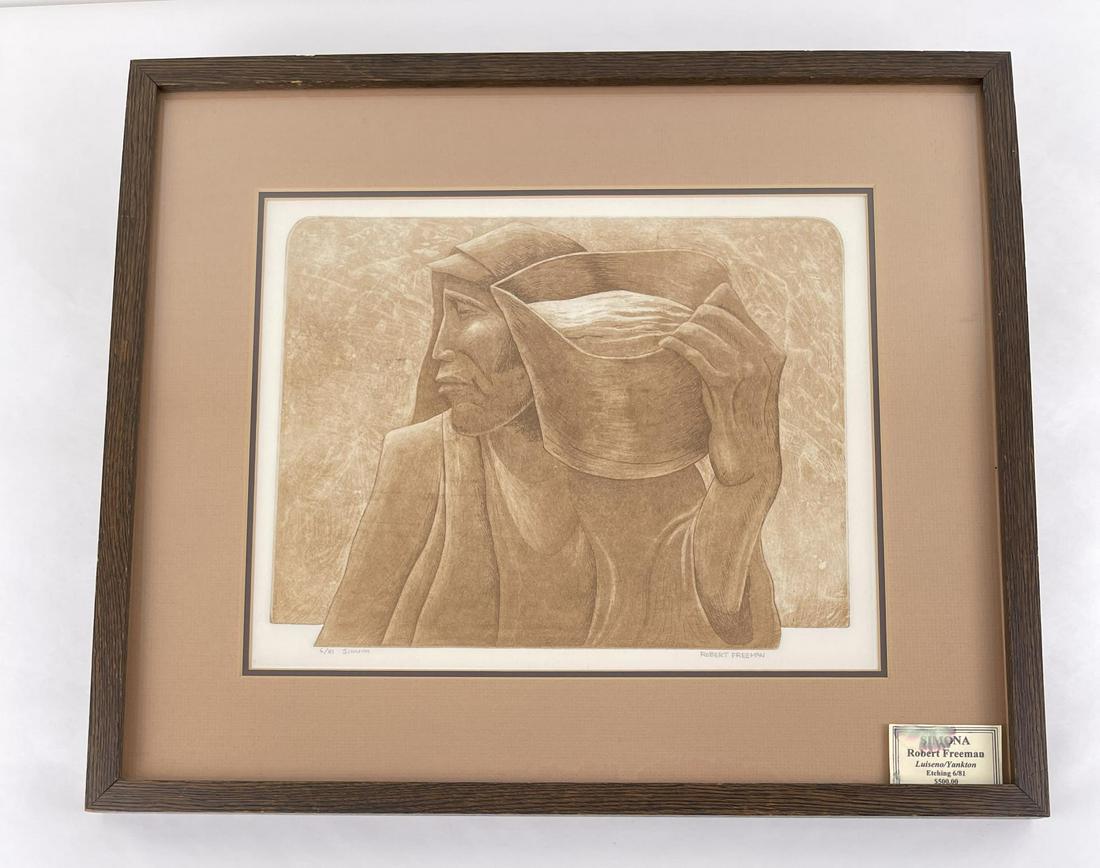 Robert Freeman Simona Etching: 19" by 22" framed. Allard Auction Collection Inv: KAP 28420