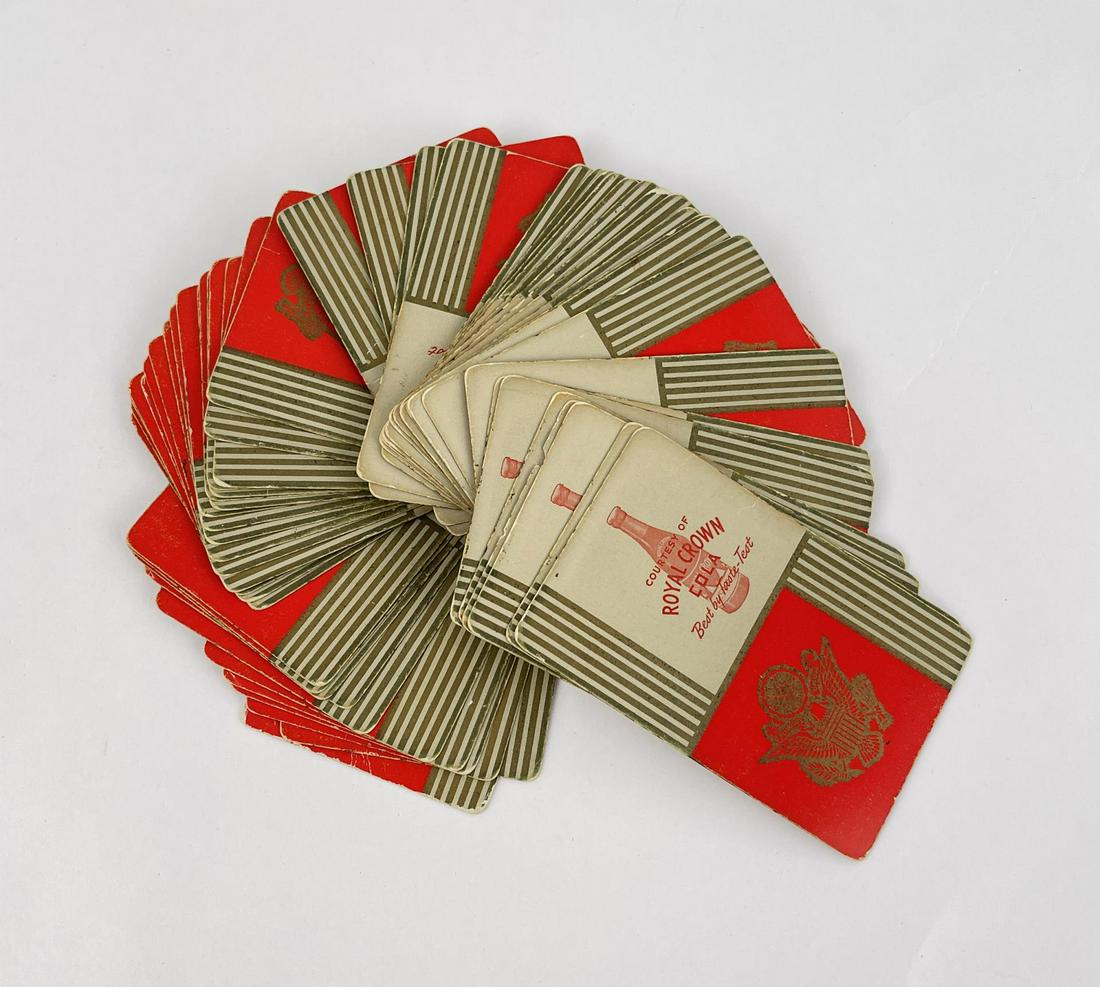 WW2 Royal Crown Cola Playing Cards: Complete deck, only one joker.