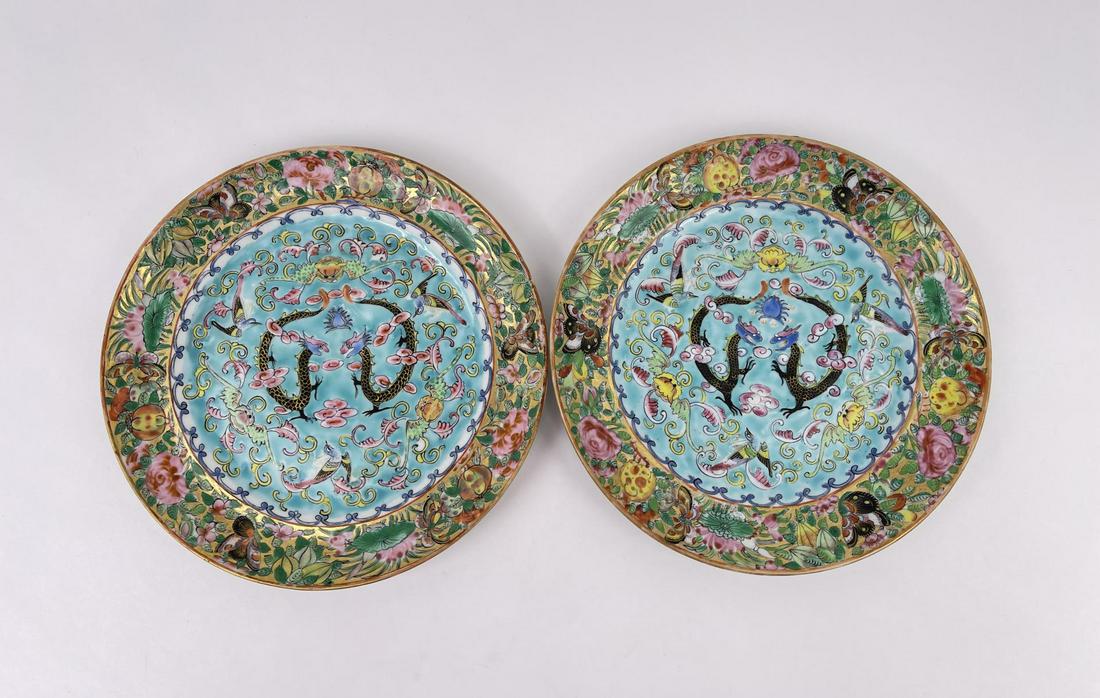 Antique Chinese Canton Export Dragon Plates (1 of 6)