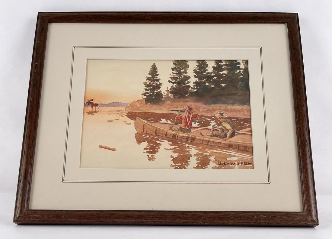 Leonard Reedy The Moose Hunter Watercolor Painting (1 of 4)