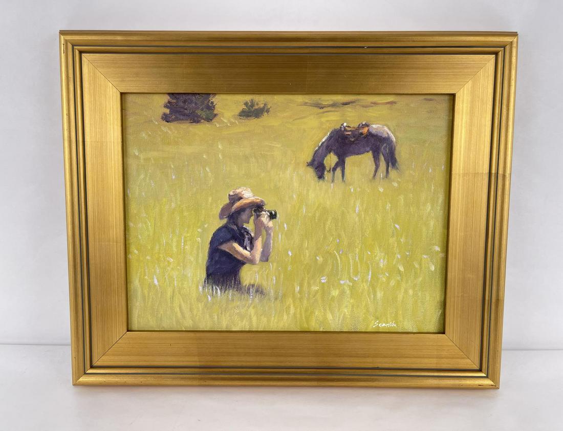 Sean Wu Oil on Canvas Cowgirl Painting (1 of 5)