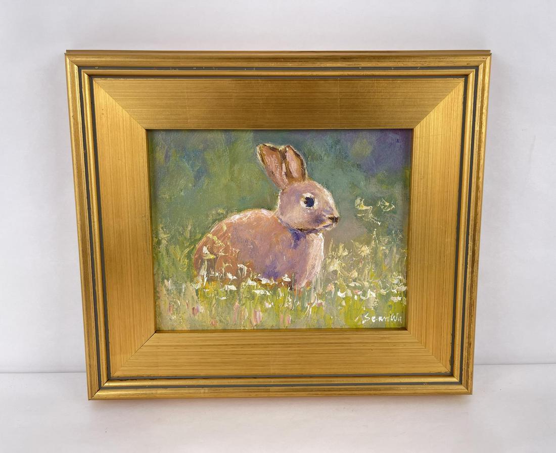 Sean Wu Oil on Board Rabbit Painting (1 of 5)