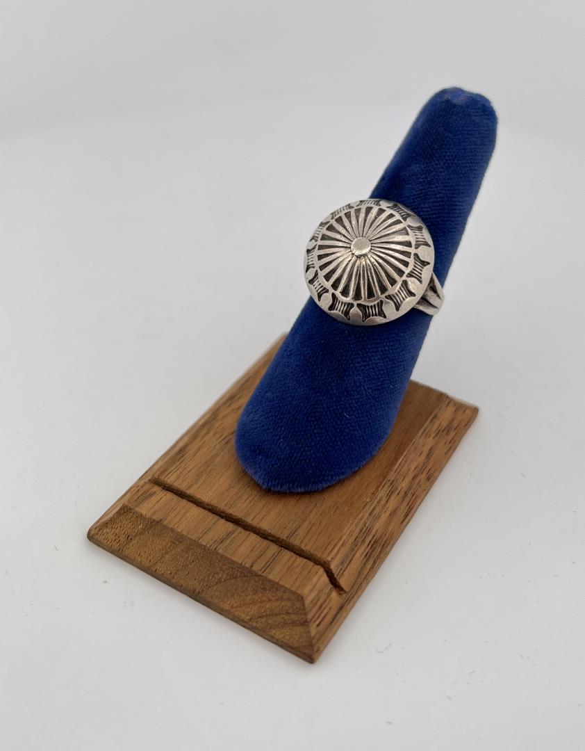 Navajo Concho Button Sterling Silver Ring: Size 6 1/2