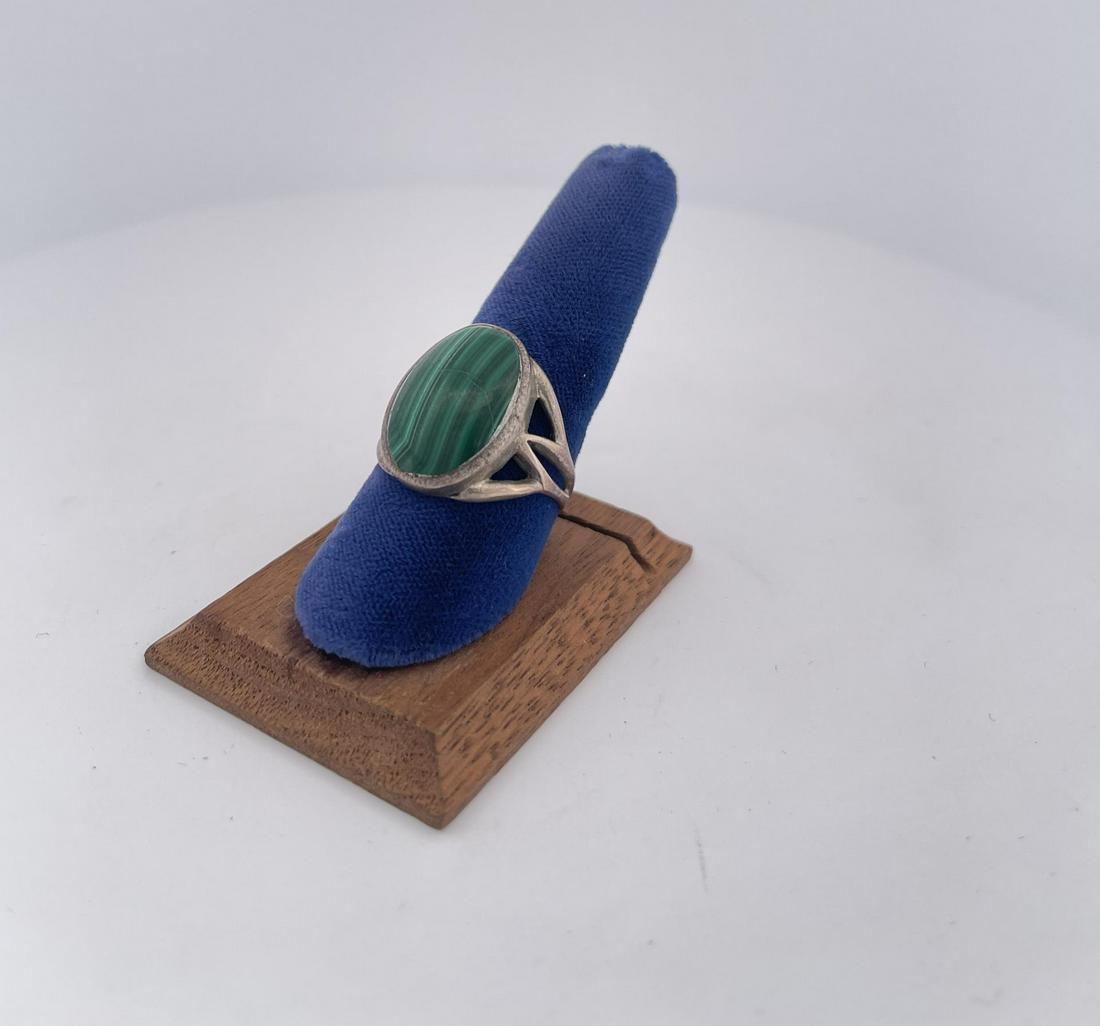 Malachite Sterling Silver Ring: Size 8 1/2