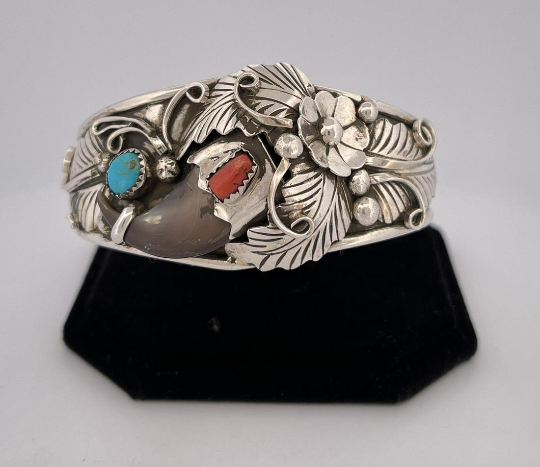 Jerry Thompson Navajo Sterling Bear Claw Bracelet (1 of 6)