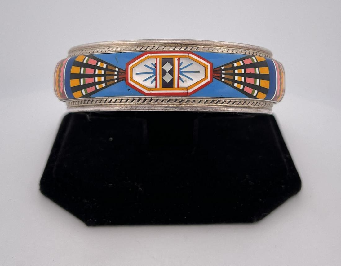 Beautiful Inlaid Zuni Sterling Silver Bracelet (1 of 6)