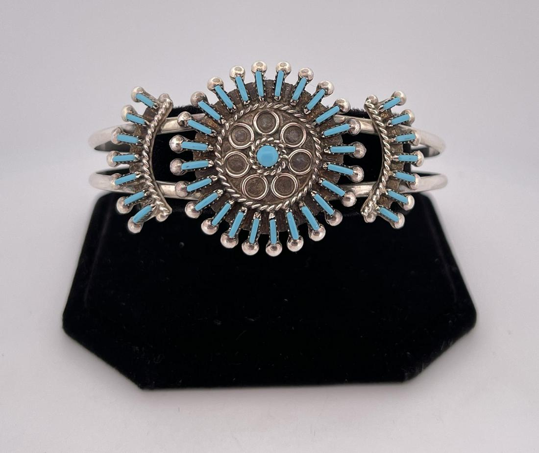 Zuni Petit Point Turquoise Sterling Bracelet (1 of 5)