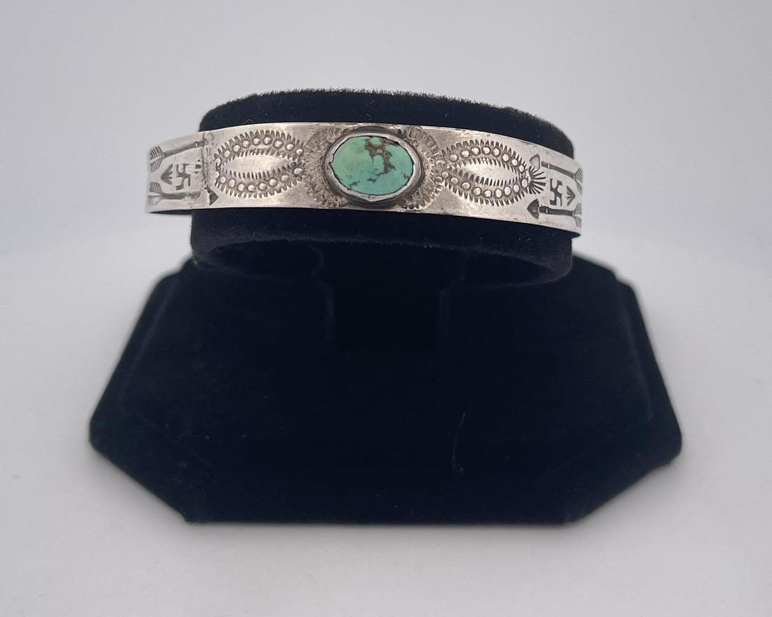 Navajo Sterling Silver Turquoise Bracelet (1 of 5)
