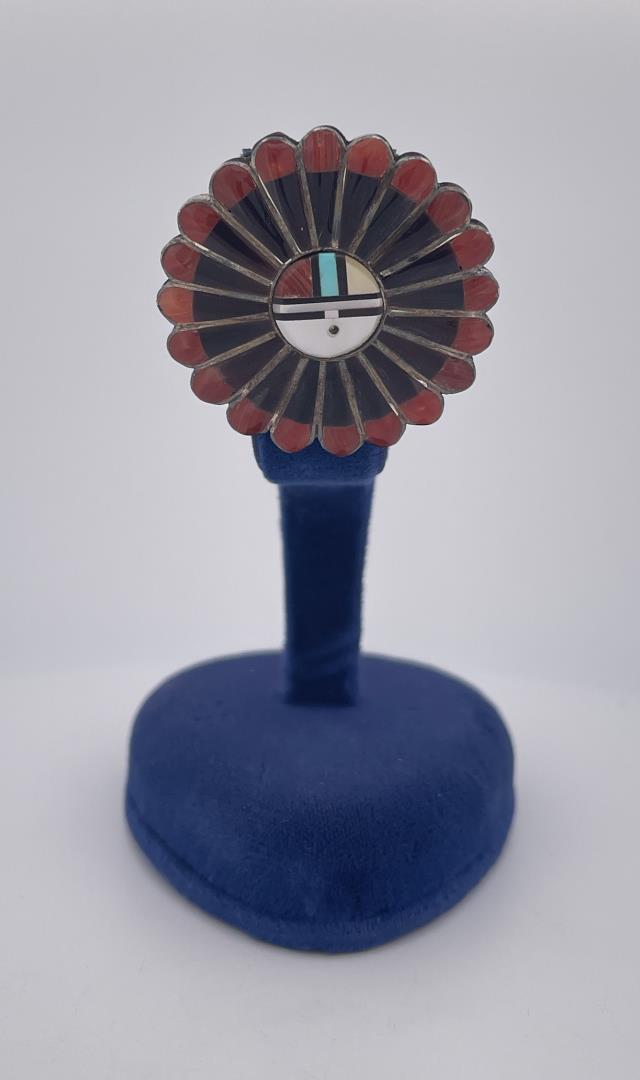 Zuni Verdel Esther Niiha Zuni Sunface Brooch (1 of 4)