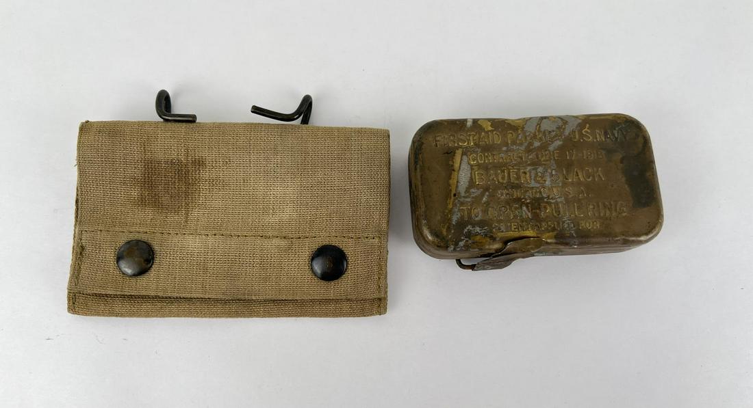 WW1 WWI 1918 Dated First Aid Pouch and Kit: P.B. and Co., nice example.