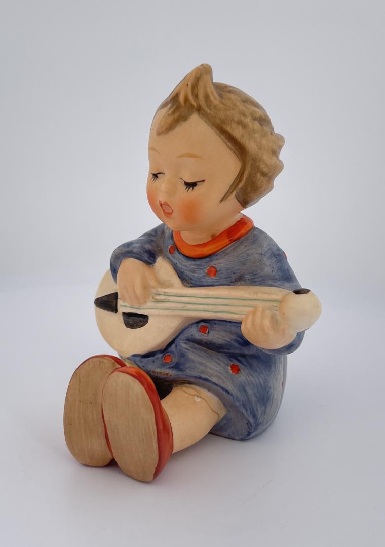Goebel Hummel Joyful Girl Figurine: 3 5/8" tall. Damaged legs as shown.