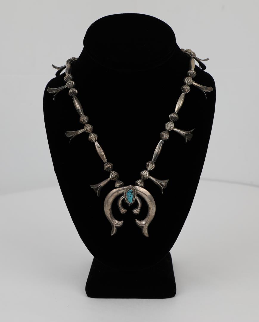 Navajo Indian Sterling Bench Bead Naja Necklace (1 of 5)