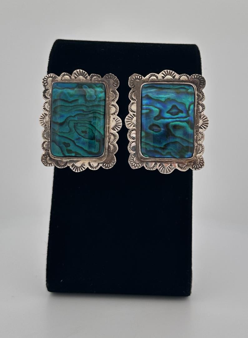 Navajo Sterling Silver Abalone Earrings (1 of 5)