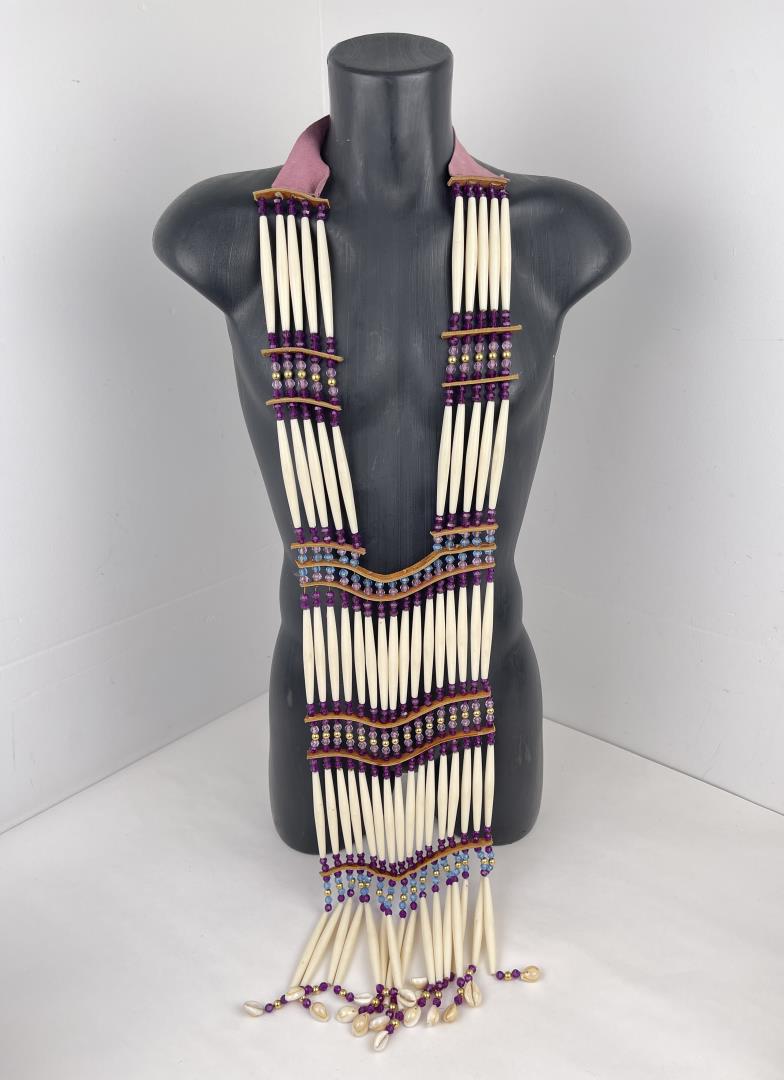Plains Indian Hair Pipe Necklace: 32 3/4" long. Allard Auction Collection Inv: NO TAG
