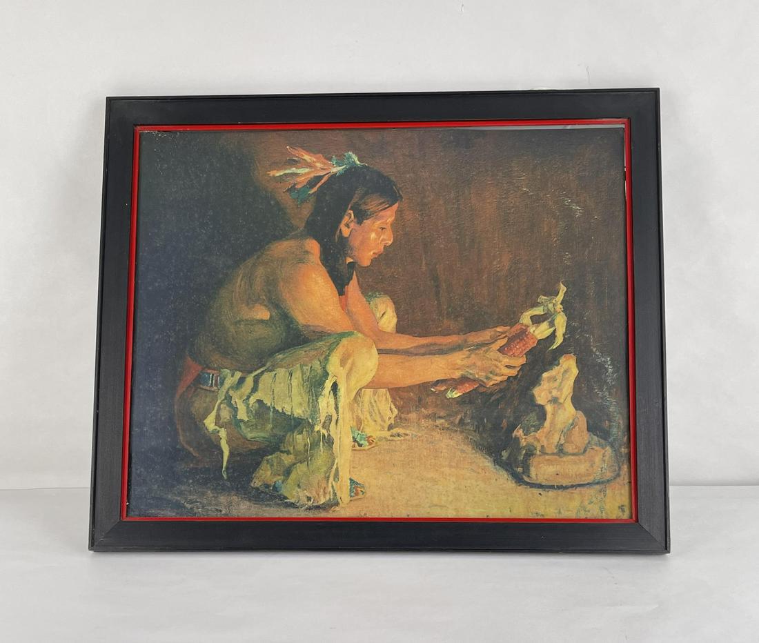 Antique Eanger Irving Couse Print: 16 1/2" by 19 1/2" framed. Allard Auction Collection Inv: JIC