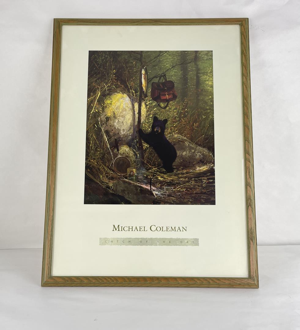 Michael Coleman Catch of the Day Print: 21" by 29" framed.