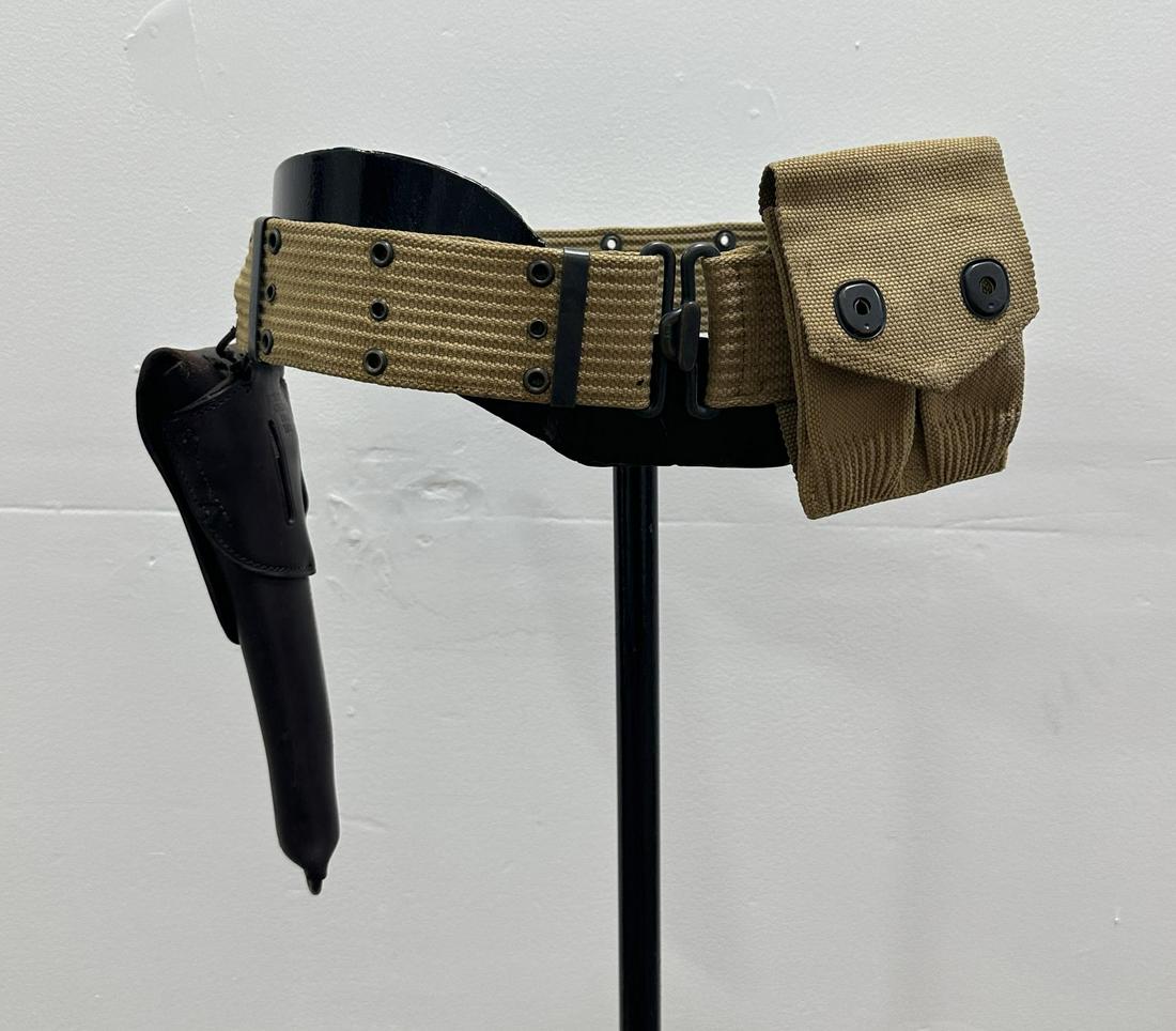 WW1 WWI US Army Colt 1911 Pistol Belt: Very nice set with holster and Mills mag pouch.