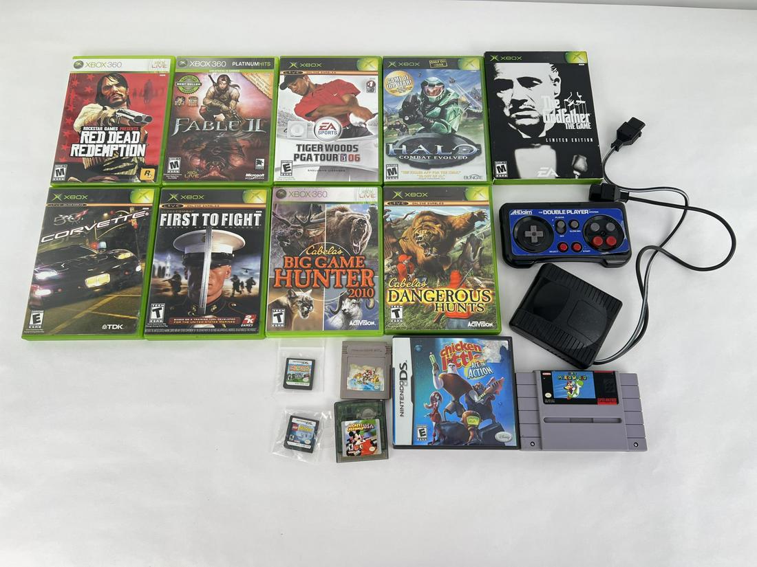 Collection of Video Games Xbox SNES Gameboy: Nice grouping. Red Dead is an empty case.