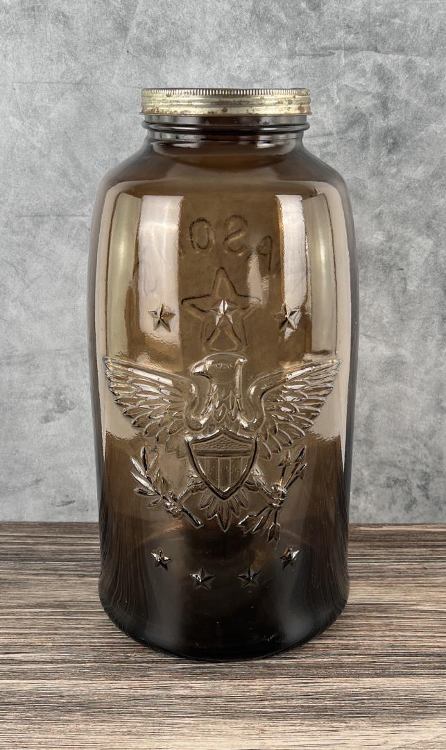 Mid Century Libbey Glass 5 Gallon Mason Jar: 18" tall.