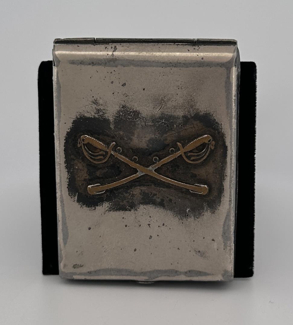 WW1 WWI US Cavalry Match Safe: Trench Art. 2 1/4" long, 1 3/4" wide.