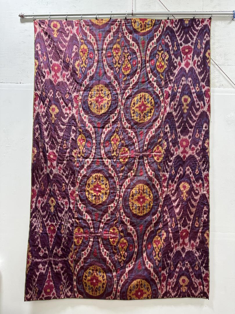 Antique Uzbekistan Uzbek Silk Ikat Bed Cover (1 of 3)