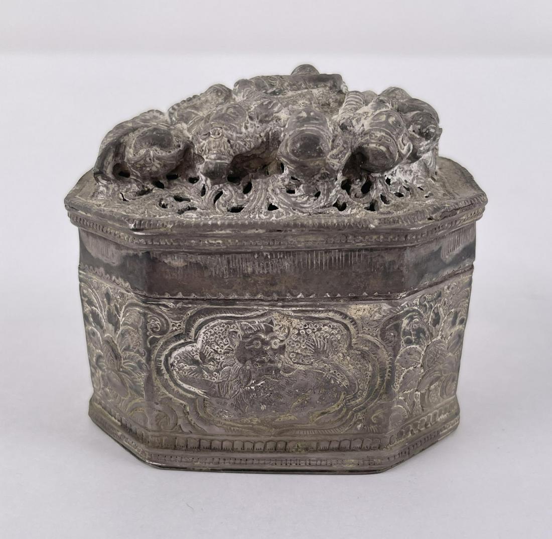 Antique Burmese Silver Betel Nut Lime Box (1 of 8)