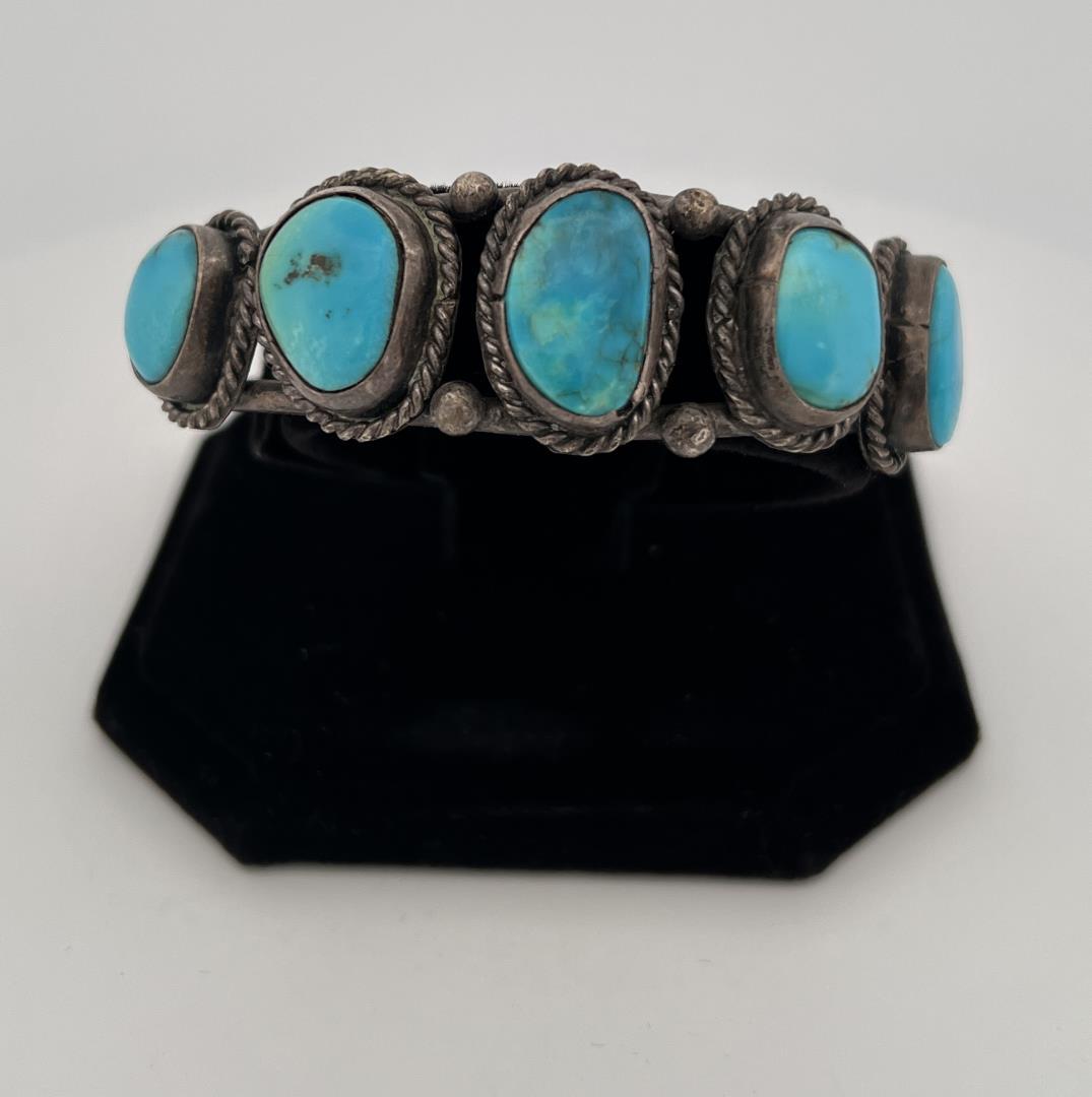 Navajo Sterling Silver Turquoise Bracelet (1 of 4)