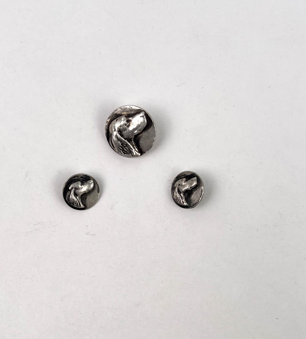 J Bishop Sterling Silver Dog Buttons: Nice set.