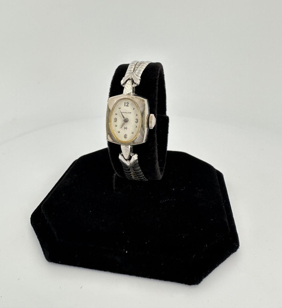 Art Deco Hamilton Ladies Watch: RGP case. Running.