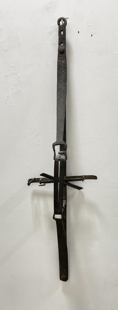Antique Hand Forged Fur Trade Era Bear Trap: 46 1/2" long.