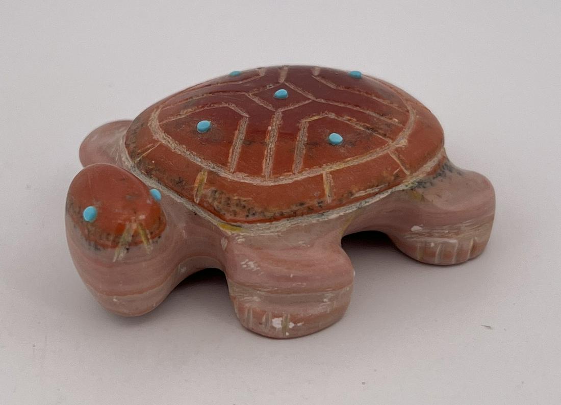 Chris Pooacha Zuni Carved Stone Turtle Fetish: 2" long, 1 1/2" wide, 5/8" tall