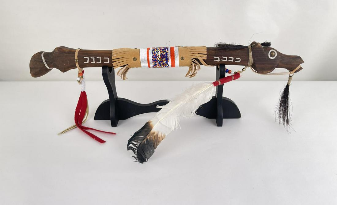 Sioux Native American Indian Horse Stick: Second half of the 20th Century. 29 3/4" long. Allard Auction Collection Inv: HUN 24859