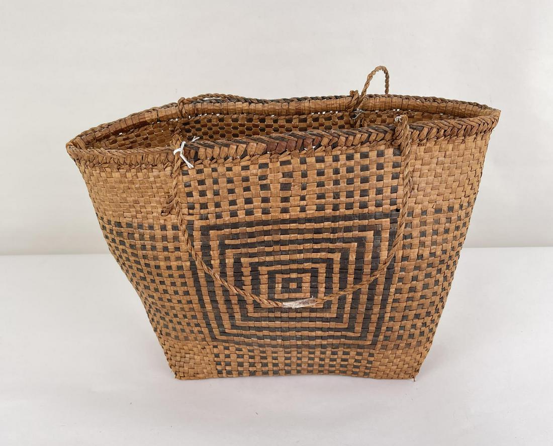 Makah Northwest Coast Native American Basket: 14 1/2" tall, 11 1/4" long, 4 5/8" wide Allard Auction Collection Inv: COR 47943