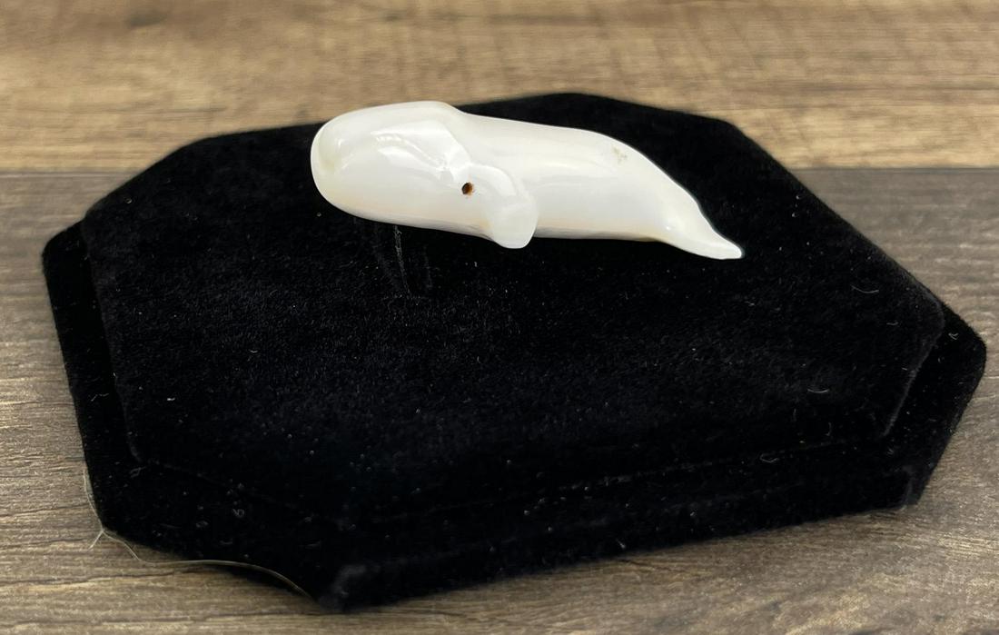 Alaskan Inuit Eskimo Whale Carving: Carved Walrus material. 1 3/8" long, 1/2" wide Allard Auction Collection Inv: NO TAG
