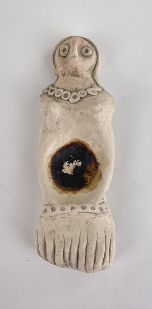 Pueblo Indian Pottery Incense Burner: 8 1/2" long. Allard Auction Collection Inv: DSO 17950