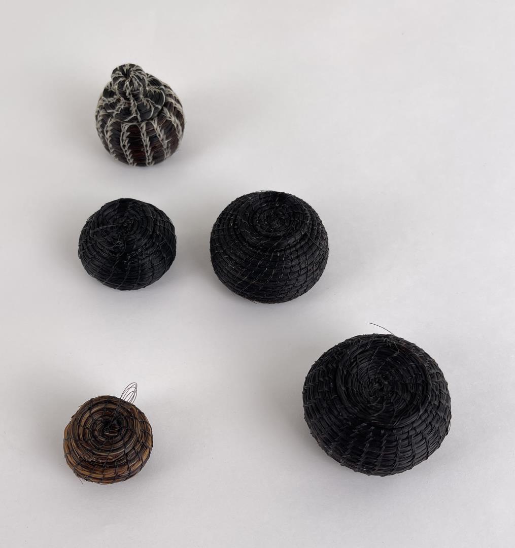 Miniature Horsehair Indian Baskets: Nice grouping. Allard Auction Collection Inv: LAG 35237