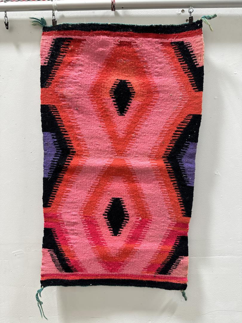 Navajo Native American Indian Blanket Rug: 17" by 32". Allard Auction Collection Inv: NO TAG