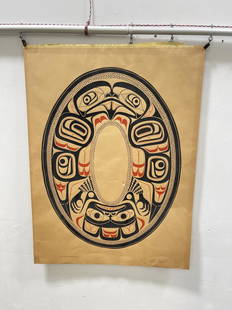 Haida Argillite Plate Design Woodblock Print: 32 1/4" by 24". Signed Tom Price. Allard Auction Collection Inv: FOX