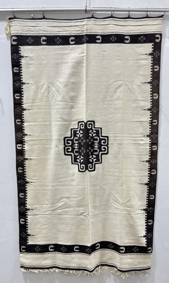 South American Blanket Rug: 43 1/2" by 80" including fringe.