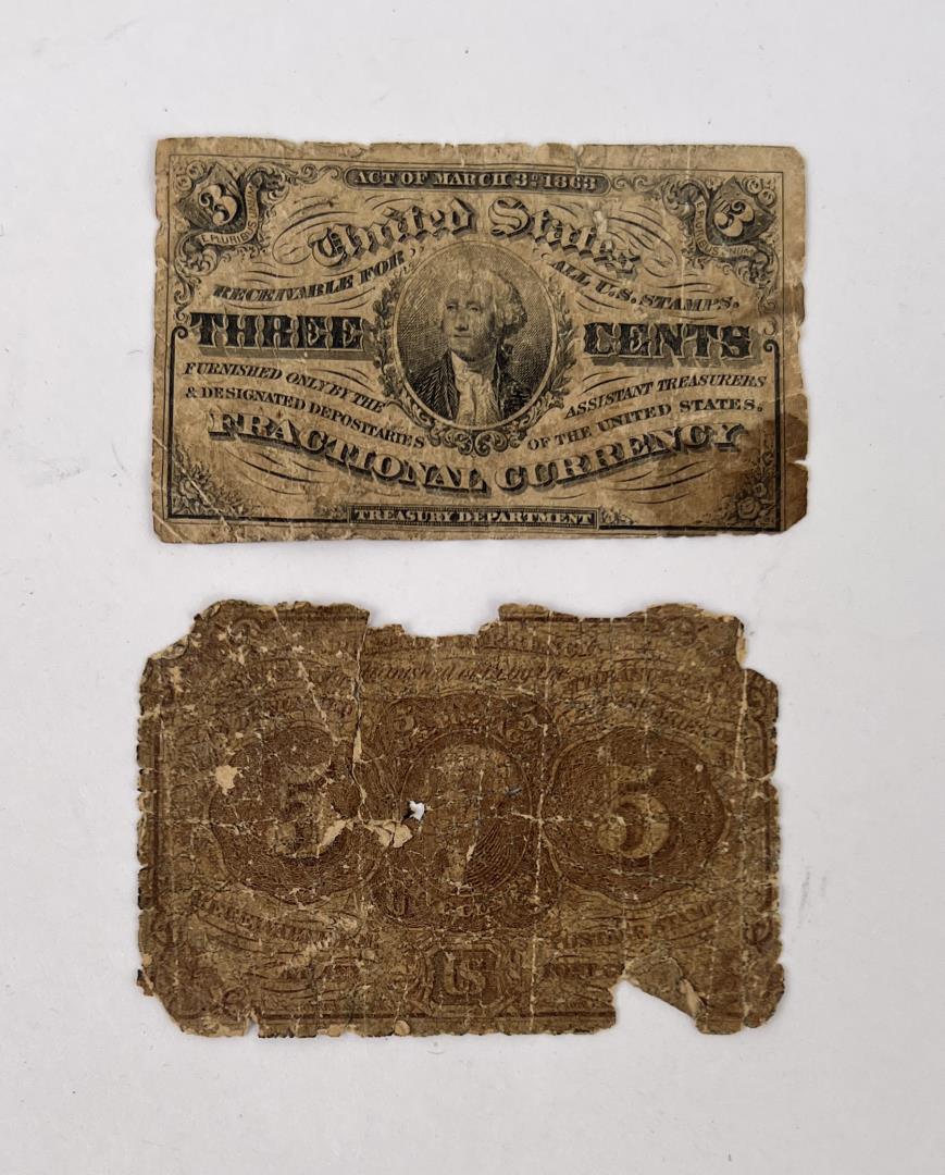 Antique American Fractional Currency: Rough condition.