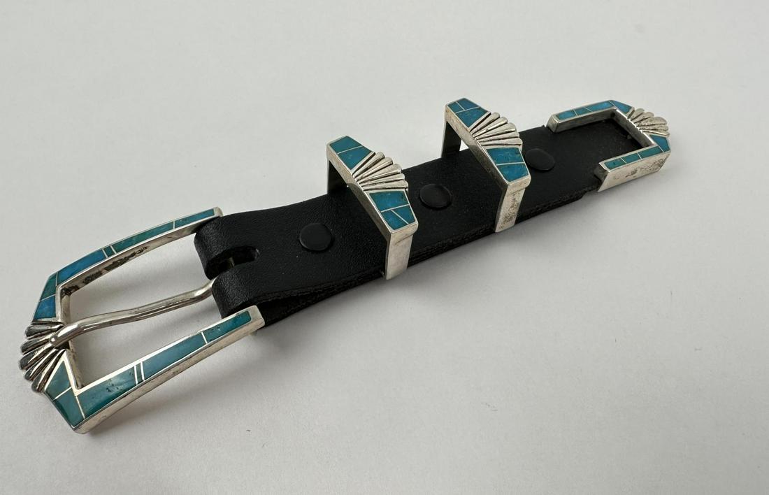 Zuni Sterling Silver Supersmith Belt Buckle Set: 6 3/4" long. 1 1/2" wide. Norman Sandfield Collection Inv: NO TAG