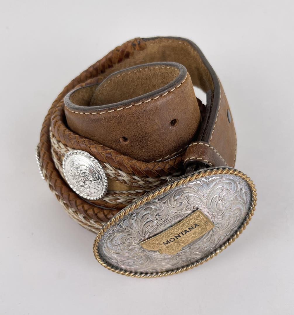 Montana Silversmiths Cowboy Belt Buckle: Size 34 Tony Lama belt.