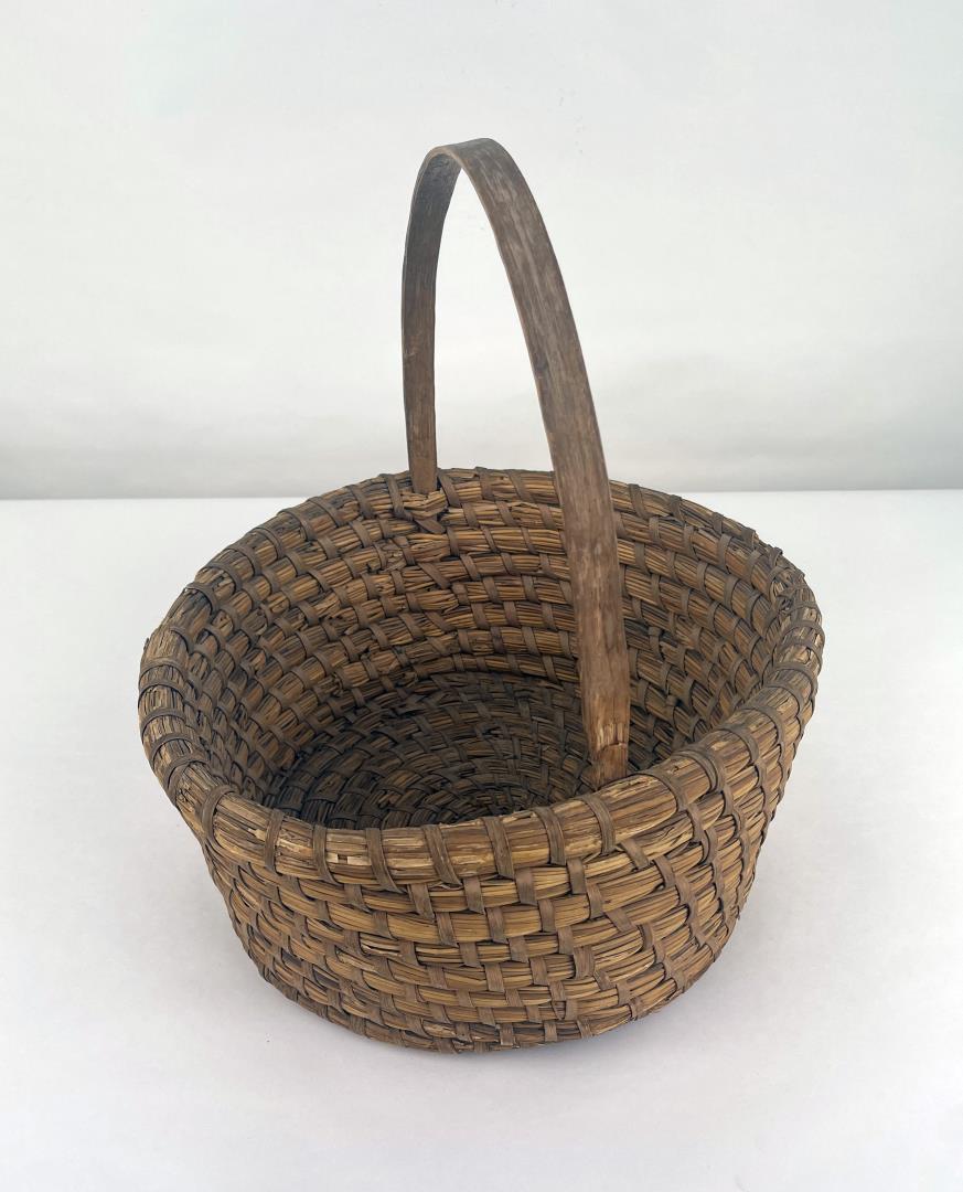 Papago Native American Indian Basket: 14 1/4" tall with handle, 13 1/8" long, 12 1/4" wide Allard Auction Collection Inv: COR 47939