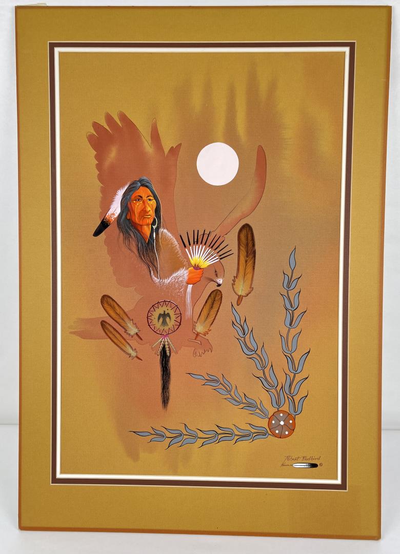 Robert Redbird Sr Kiowa Indian Gouache Painting (1 of 4)