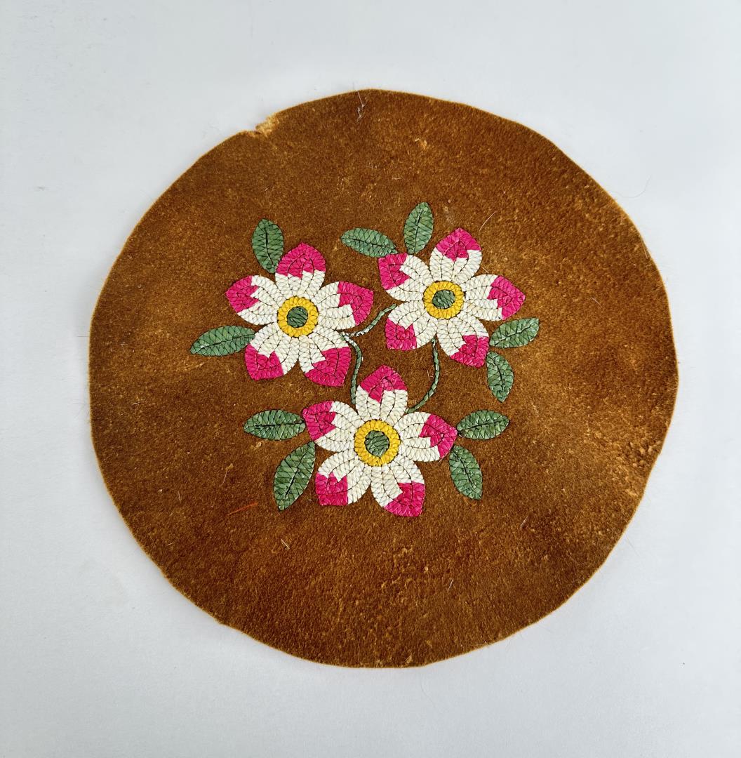 Ojibwa Quilled Leather Roundel Auction