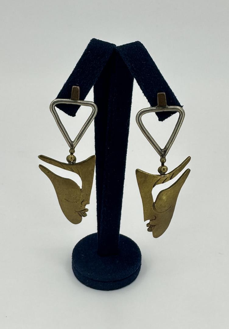 Mid Century Brutalist Mask Earrings (1 of 4)