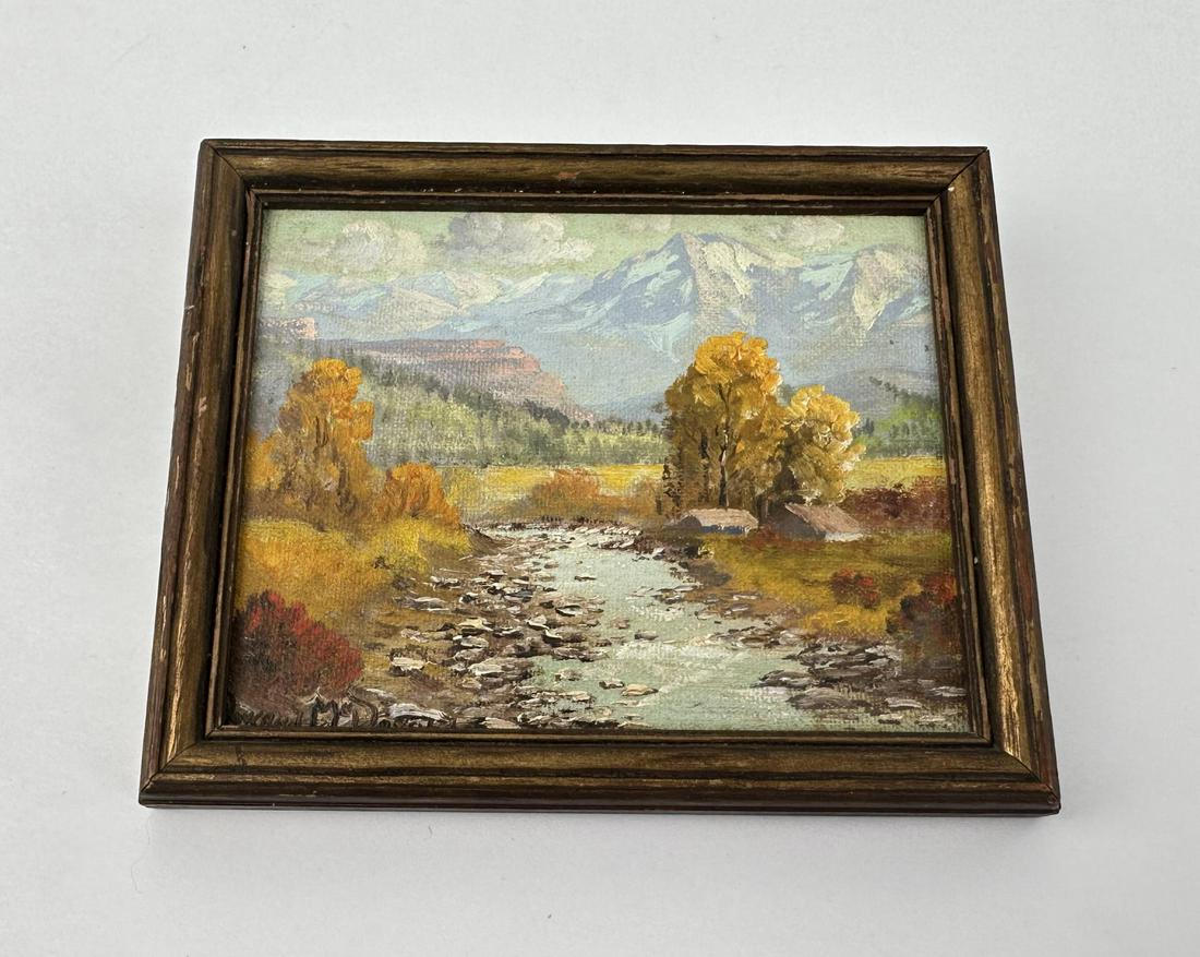 Howard McDonald Wyoming Oil Painting: 4 7/8" by 5 3/4" framed.