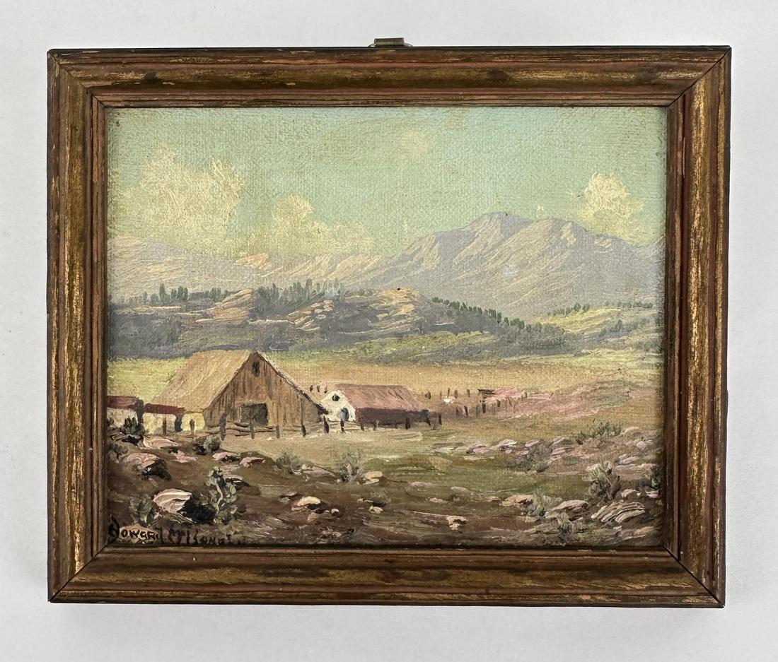 Howard McDonald Wyoming Oil Painting: 4 7/8" by 5 3/4" framed.