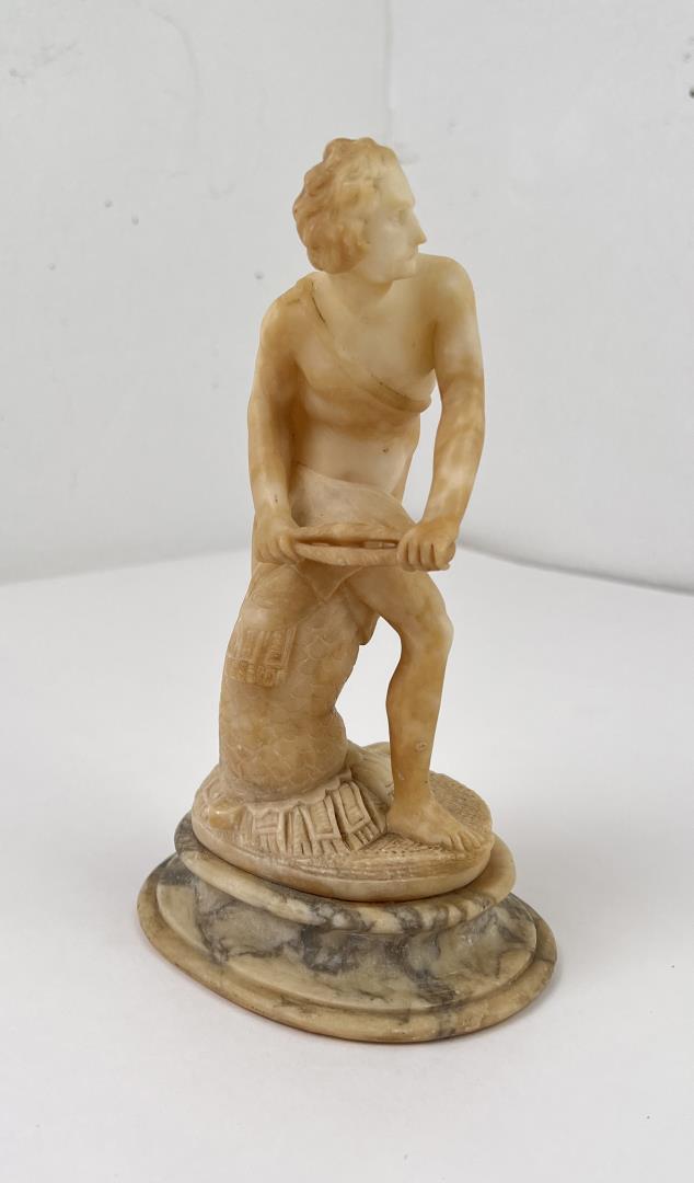 Alabaster Marble Carving: 8 1/4" tall, 5 1/4" long, 3 7/8" wide.